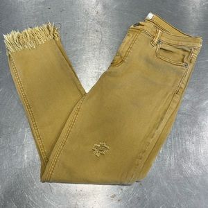 Free People frayed hem mustard colored jeans Size 27